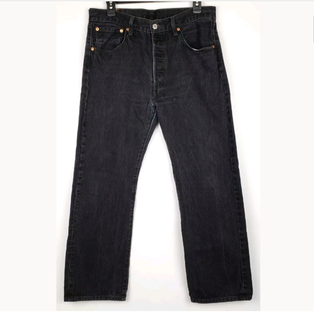 Mens Levi's 501 Straight Jeans Button Fly Black